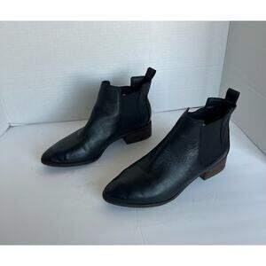 Lucky Brand Podina Black Pebbled Leather Almond Toe SlipOn Chelsea Ankle Boot 10